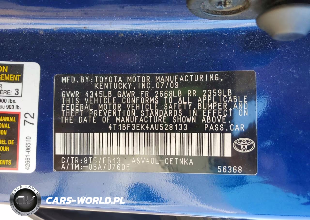 2010 Toyota Camry Le VIN:4T1BF3EK4AU528133 - 12