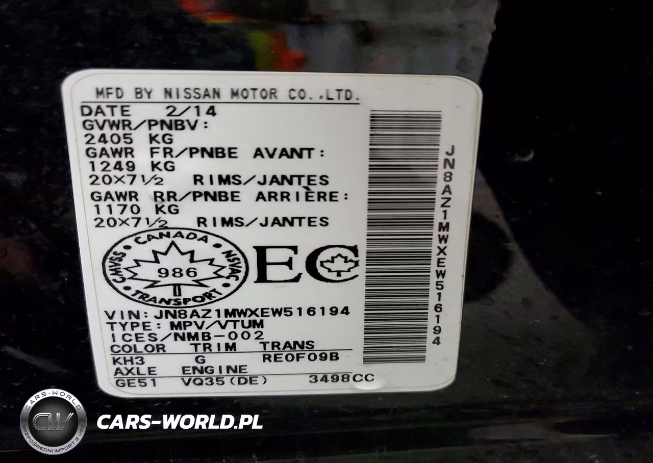 2014 Nissan Murano S VIN:JN8AZ1MWXEW516194 - 14