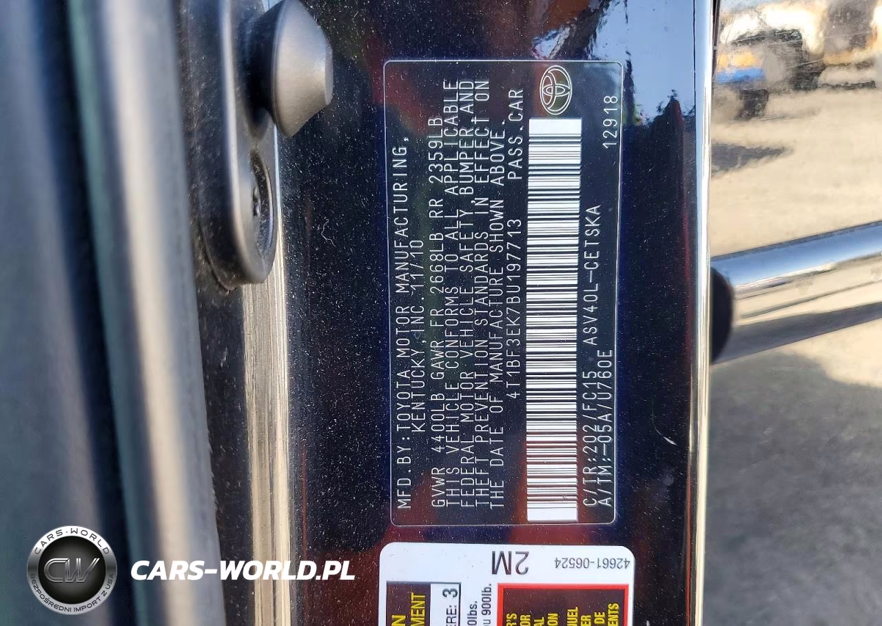 2011 Toyota Camry Se VIN:4T1BF3EK7BU197713 - 12