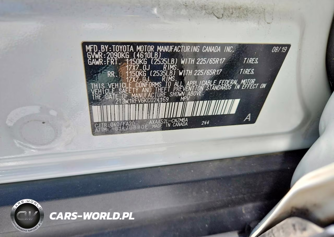 2019 Toyota Rav4 Xle VIN:2T3W1RFV6KC024169 - 14