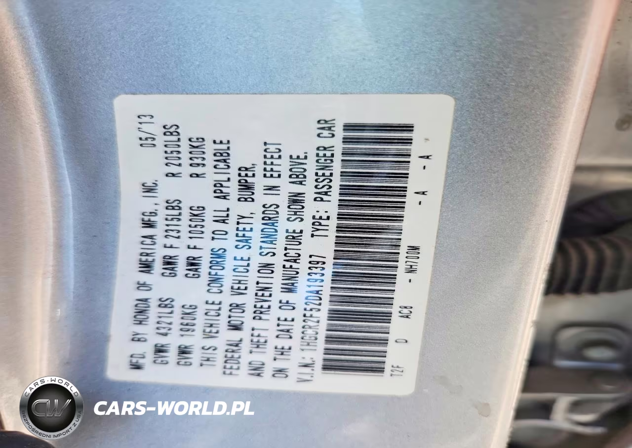 2013 Honda Accord Sport VIN:1HGCR2F52DA193397 - 13