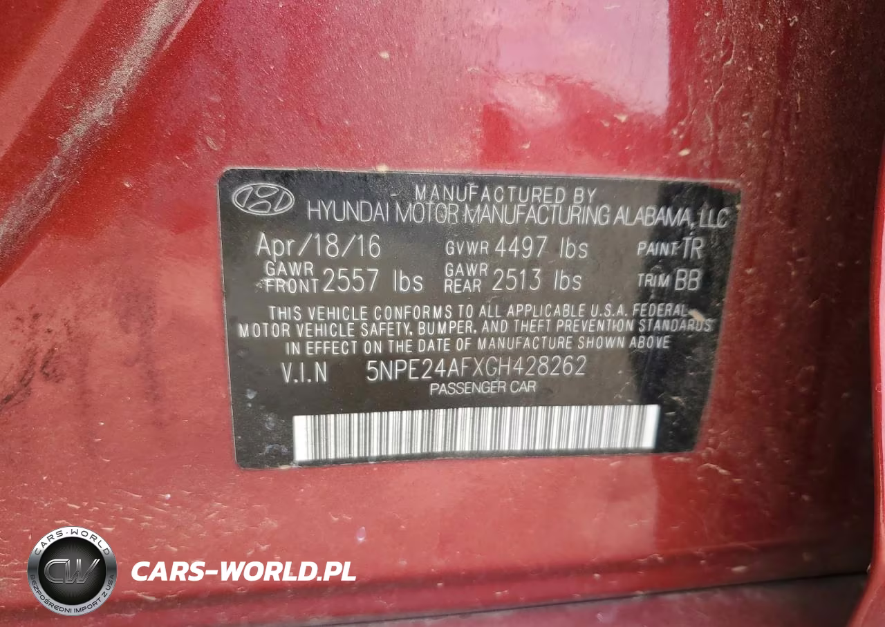 HYUNDAI SONATA SE VIN:5NPE24AFXGH428262 - 12