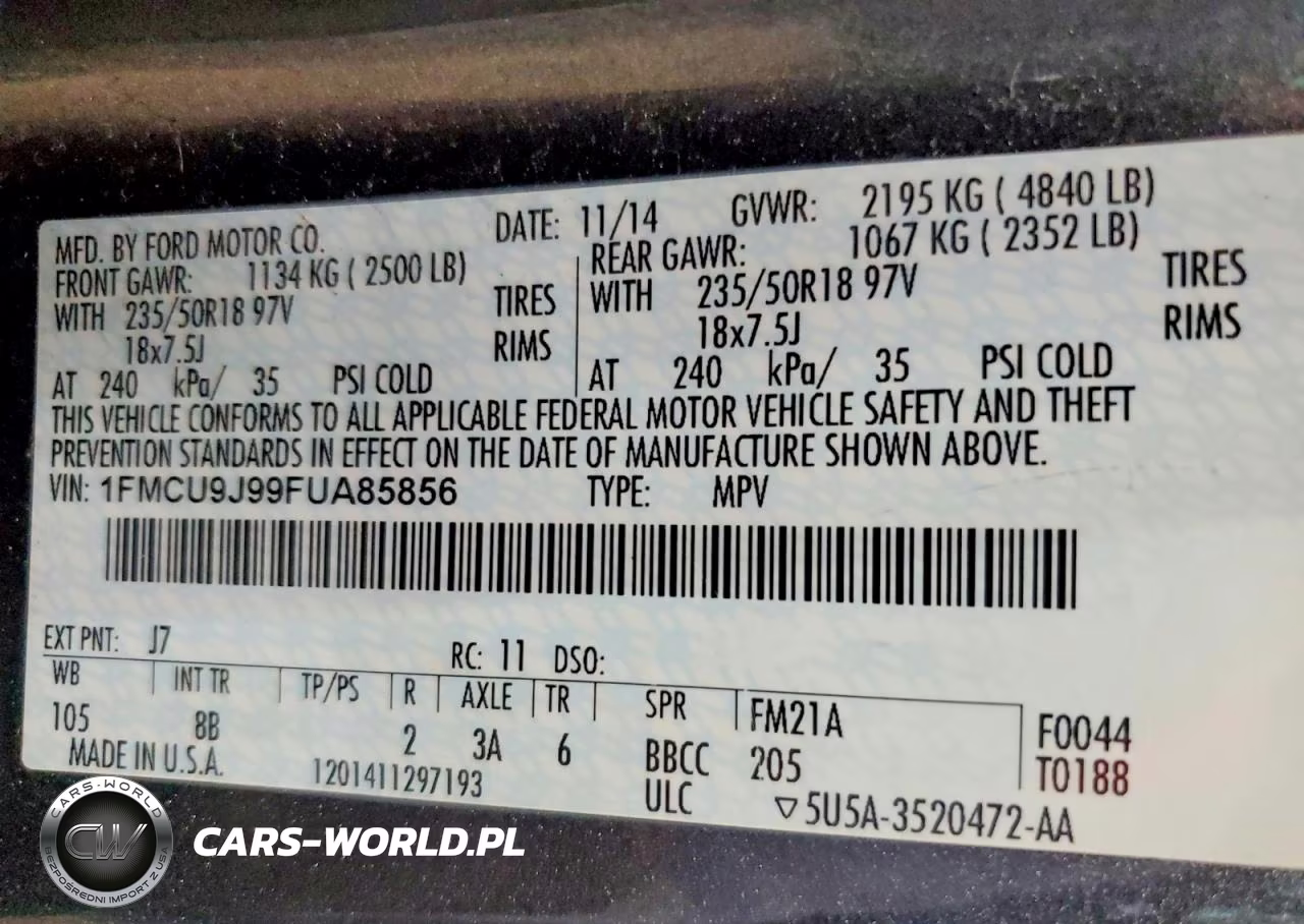 2015 Ford Escape VIN:1FMCU9J99FUA85856 - 13
