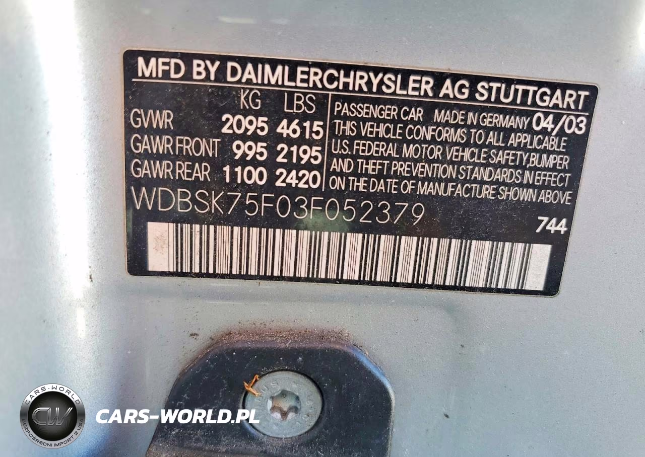 2003 Mercedes-Benz Sl 500R VIN:WDBSK75F03F052379 - 12
