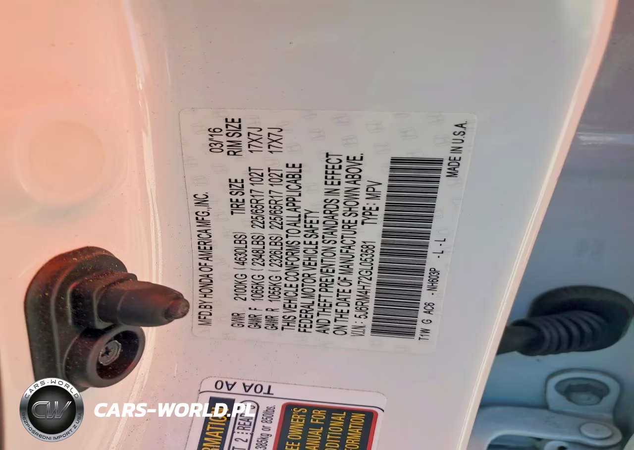 2016 Honda Cr-V Exl VIN:5J6RM4H72GL053581 - 13