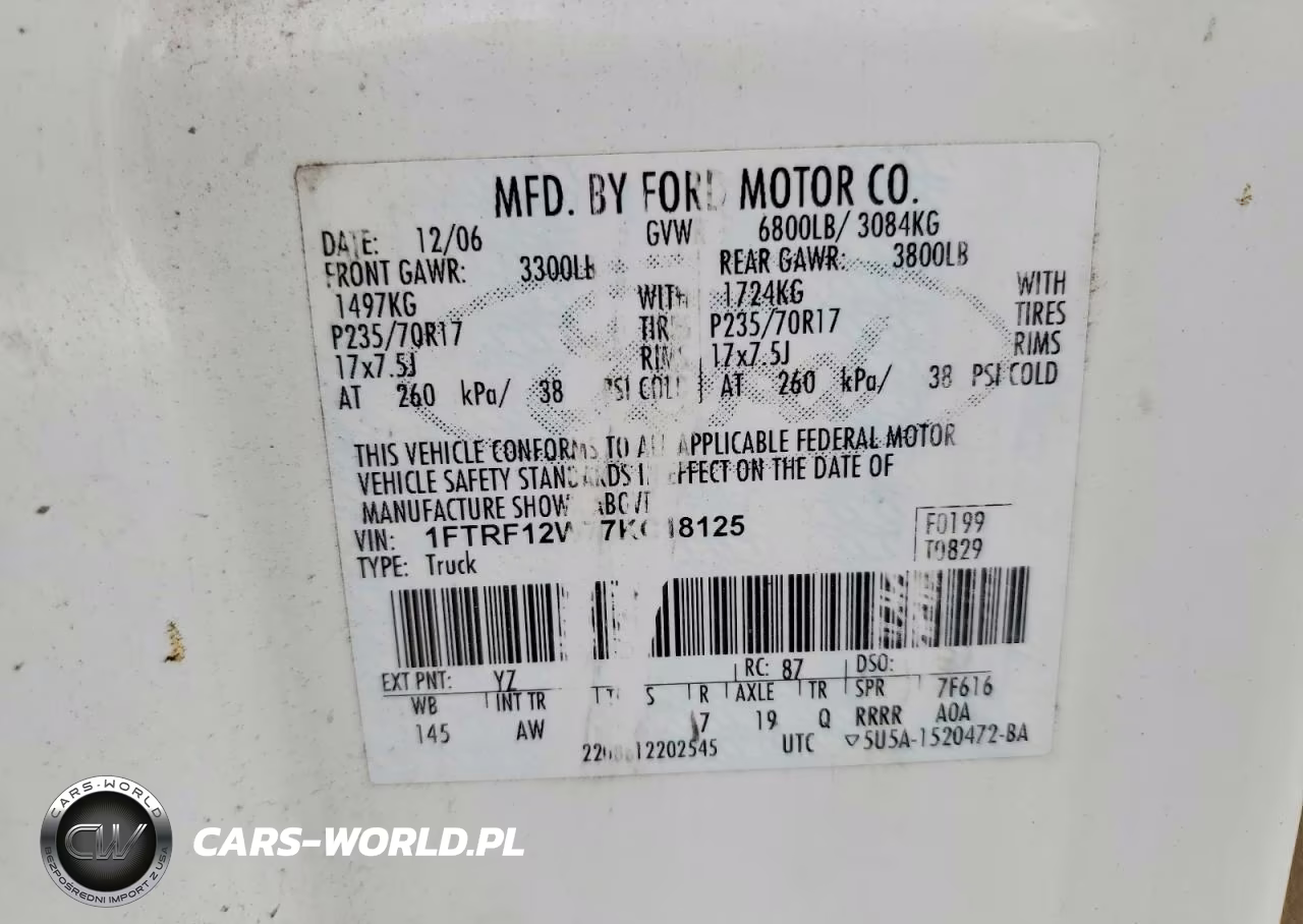 2007 Ford F150 VIN:1FTRF12W77KC18125 - 12