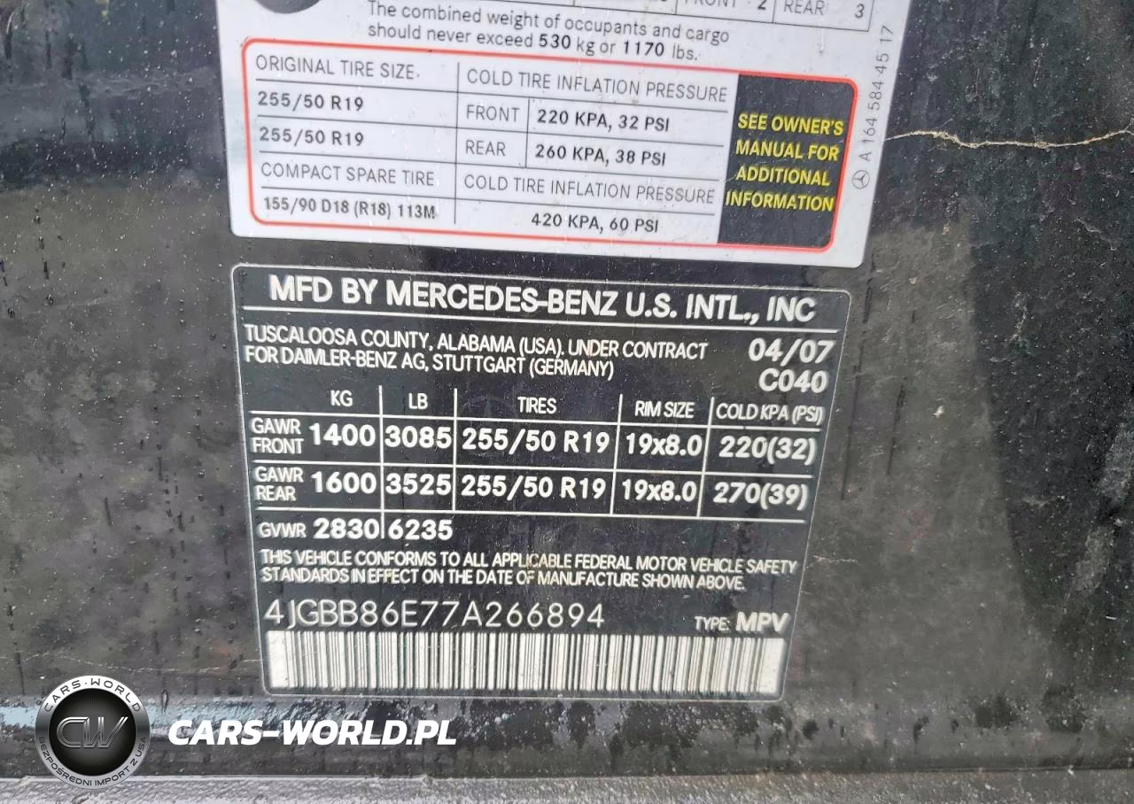 2007 Mercedes-Benz Ml 350 VIN:4JGBB86E77A266894 - 13