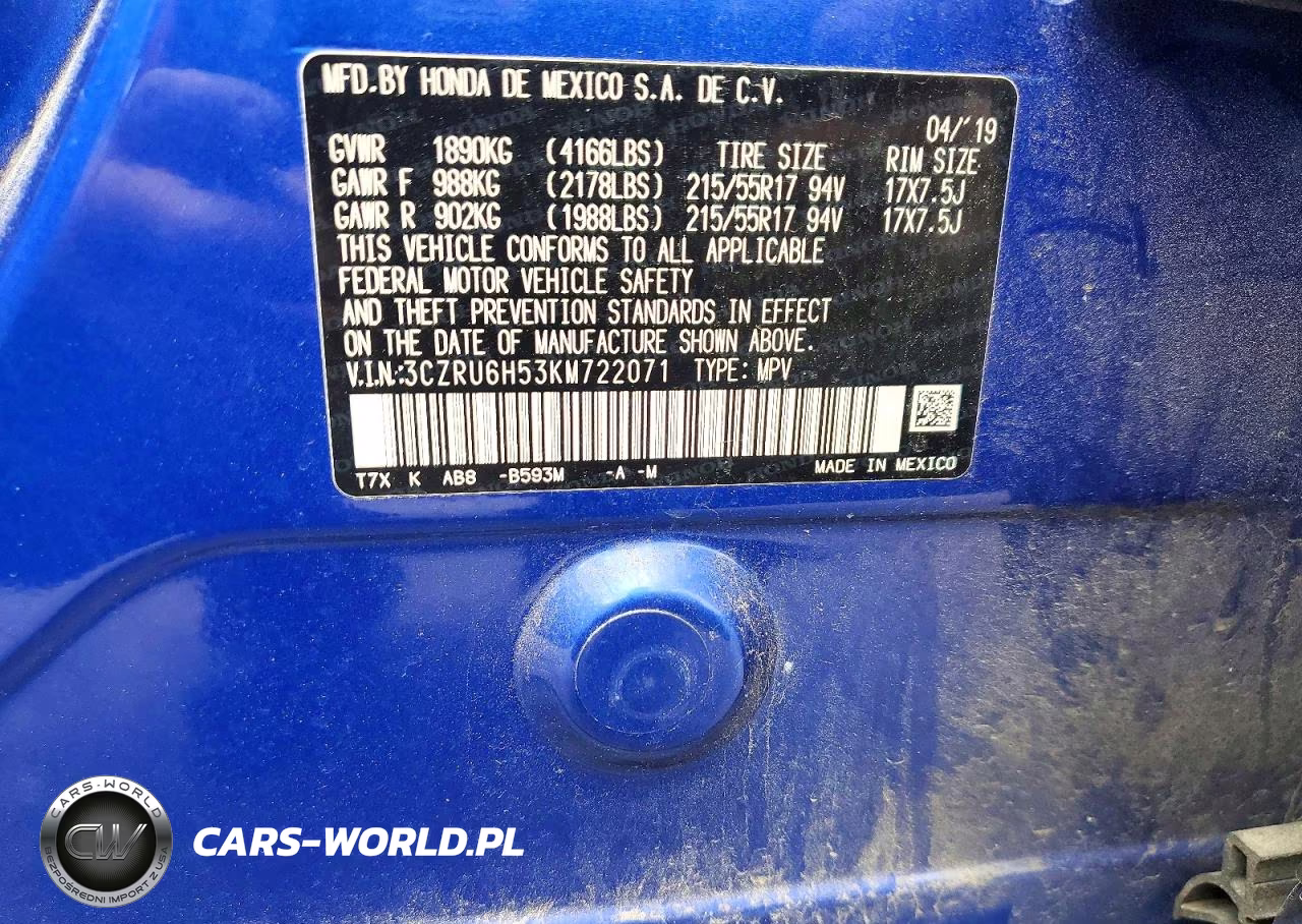 2019 Honda Hr-V Ex VIN:3CZRU6H53KM722071 - 13