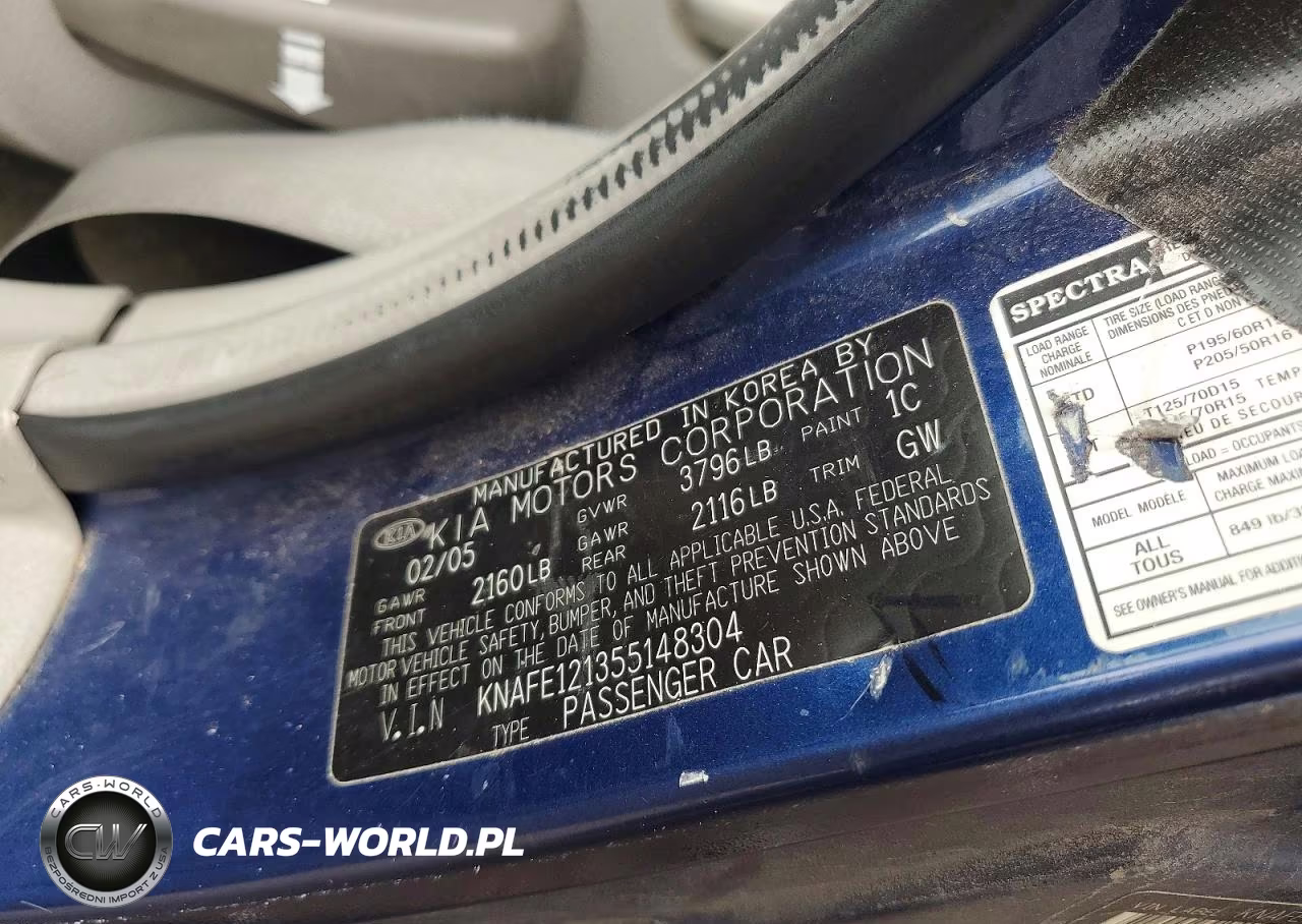 2005 Kia Spectra Lx VIN:KNAFE121355148304 - 12