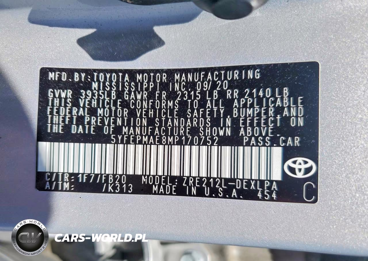 2021 Toyota Corolla Le VIN:5YFEPMAE8MP170752 - 12