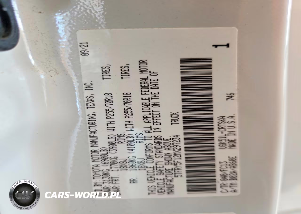 2021 Toyota Tundra Sr5 VIN:5TFRY5F12MX297234 - 13