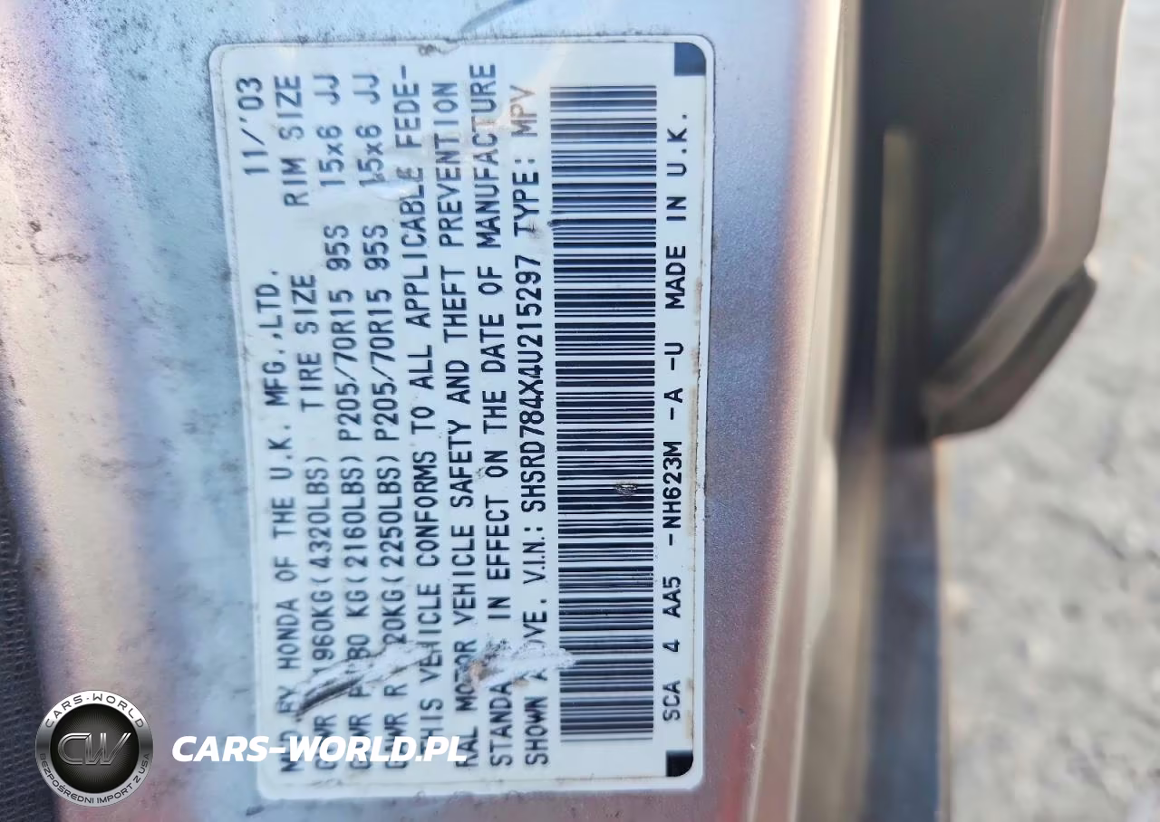 2004 Honda Cr-V Lx VIN:SHSRD784X4U215297 - 13