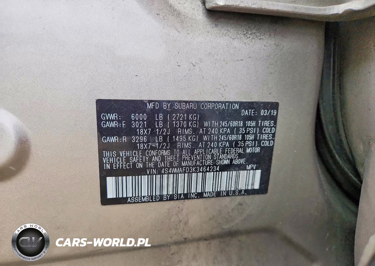 2019 Subaru Ascent Premium VIN:4S4WMAFD3K3464234 - 12