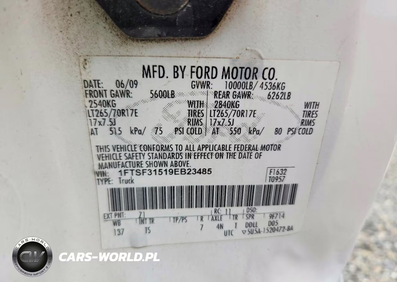 2009 Ford F350 Super Duty VIN:1FTSF31519EB23485 - 12