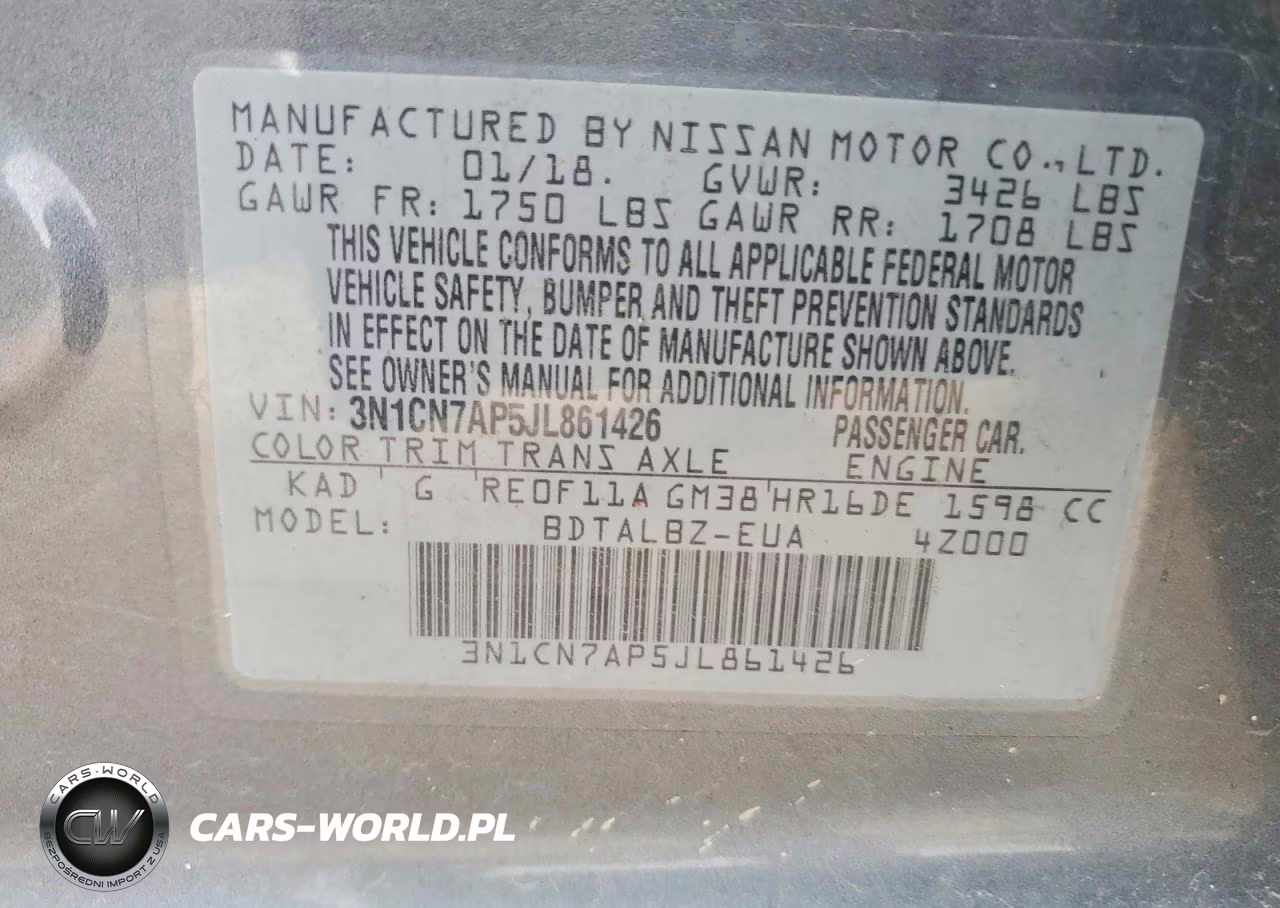 2018 Nissan Versa Sv VIN:3N1CN7AP5JL861426 - 12