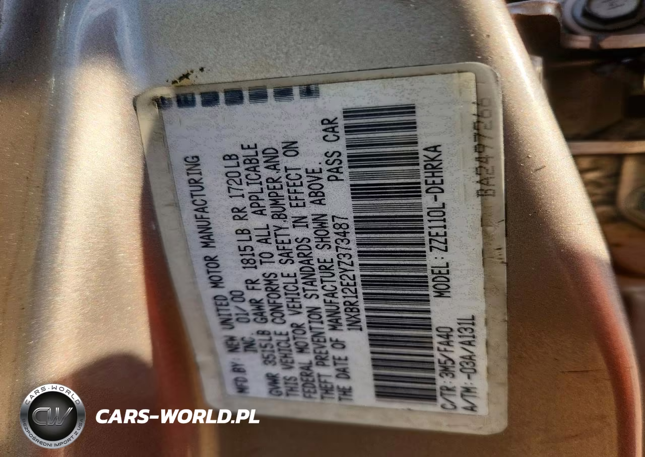 2000 Toyota Corolla Ve VIN:1NXBR12E2YZ373487 - 13