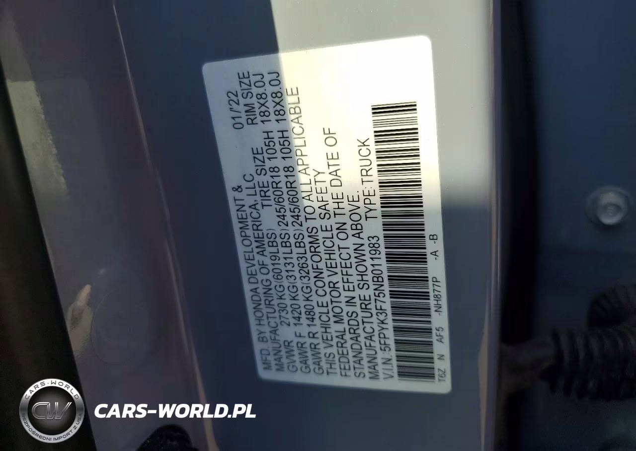 2022 Honda Ridgeline Rtl VIN:5FPYK3F75NB011983 - 13
