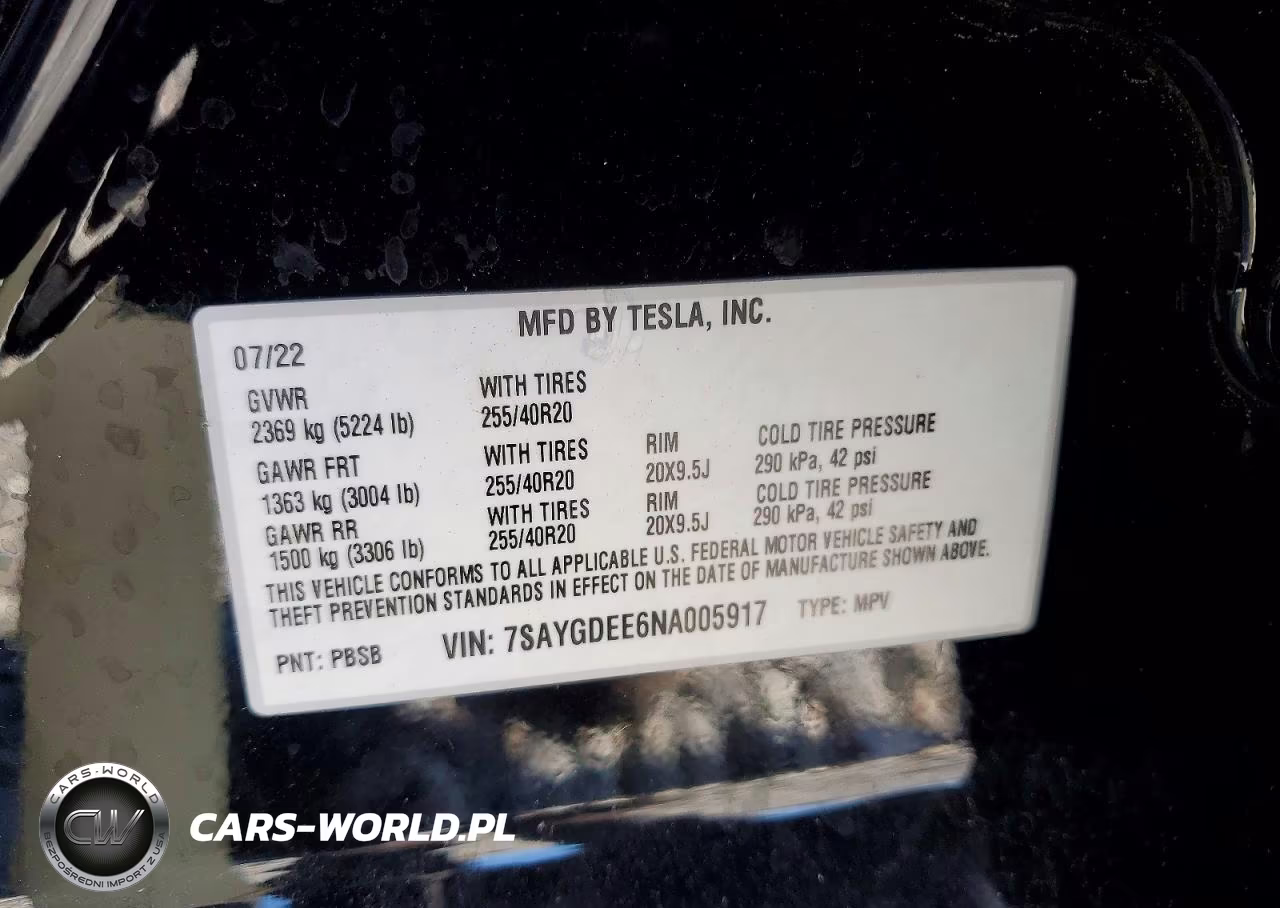 2022 Tesla Model Y VIN:7SAYGDEE6NA005917 - 13