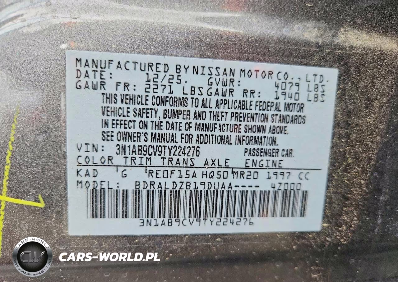 2026 Nissan Sentra Sv VIN:3N1AB9CV9TY224276 - 12