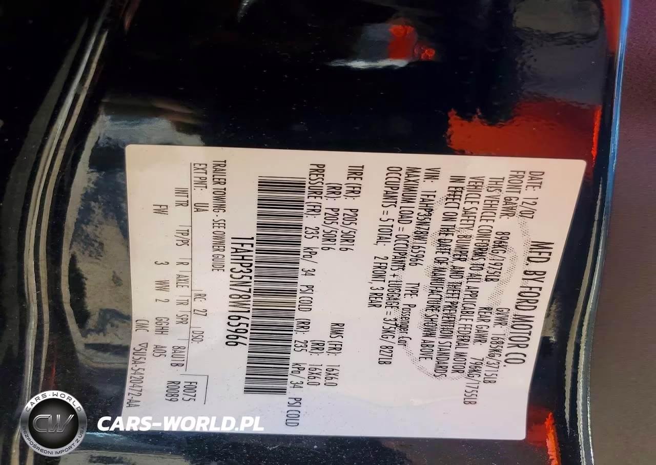 2008 Ford Focus Se VIN:1FAHP35N78W165966 - 12