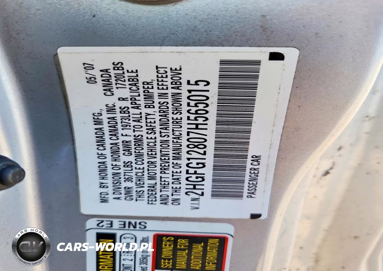 2007 Honda Civic Ex VIN:2HGFG12807H565015 - 12
