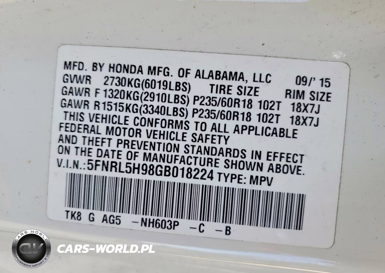 2016 Honda Odyssey Touring VIN:5FNRL5H98GB018224 - 14