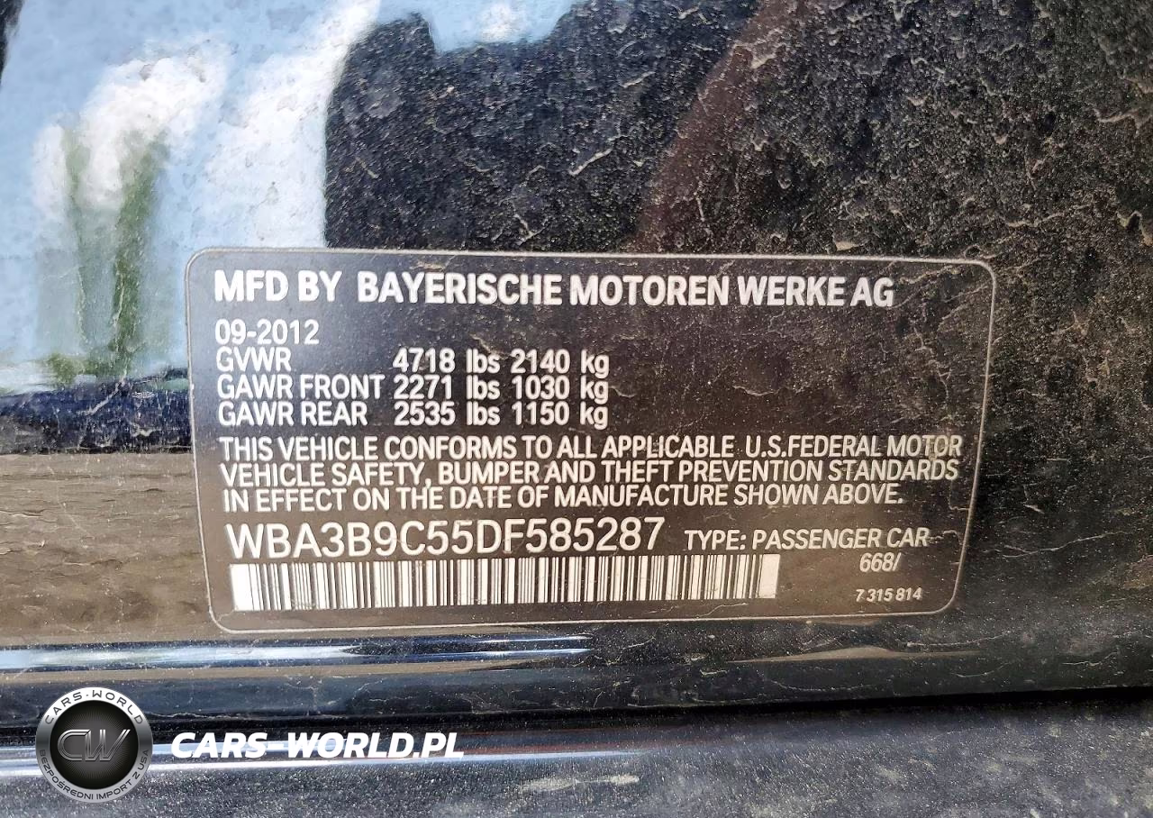 2013 BMW 335 Xi VIN:WBA3B9C55DF585287 - 12