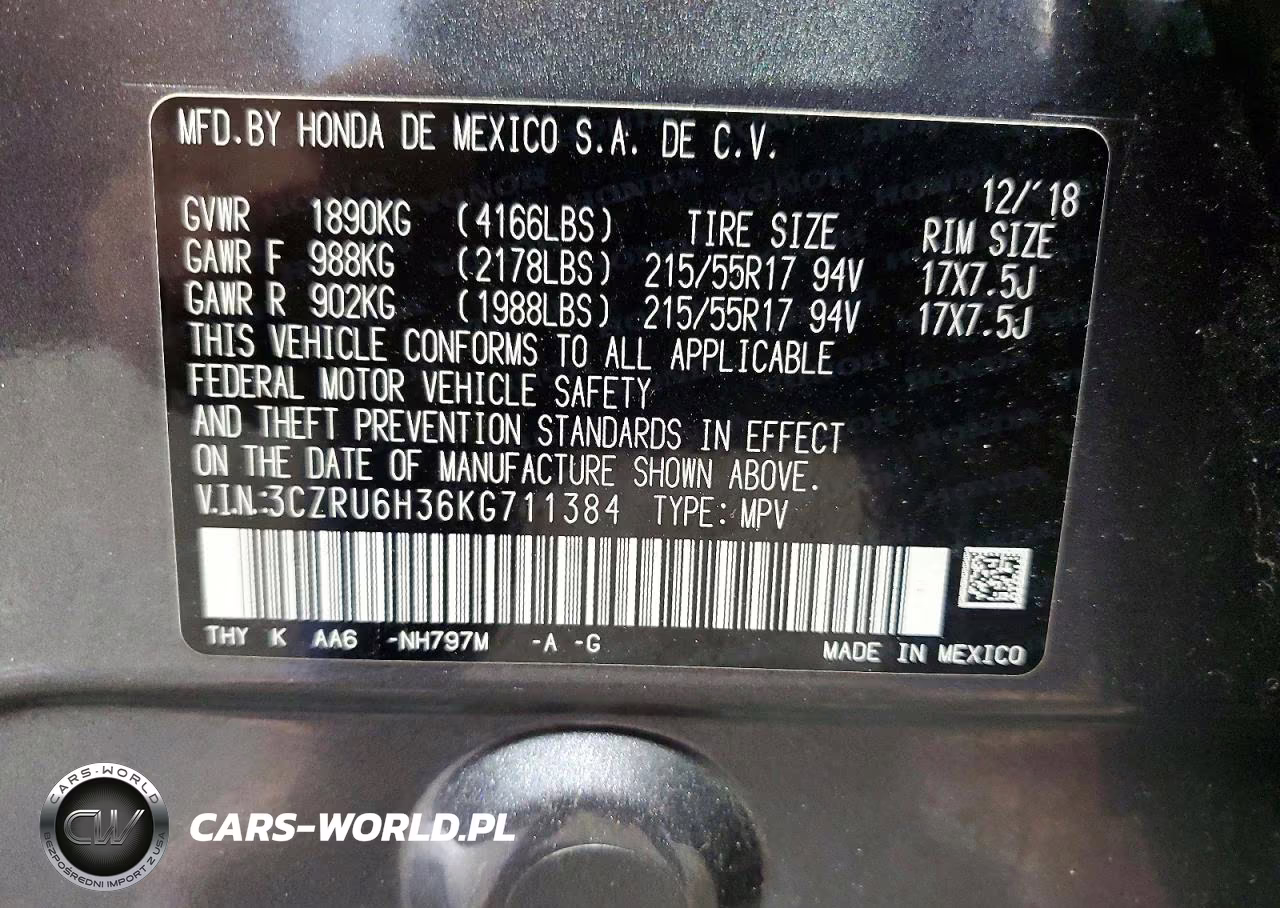 2019 Honda Hr-V Lx VIN:3CZRU6H36KG711384 - 13
