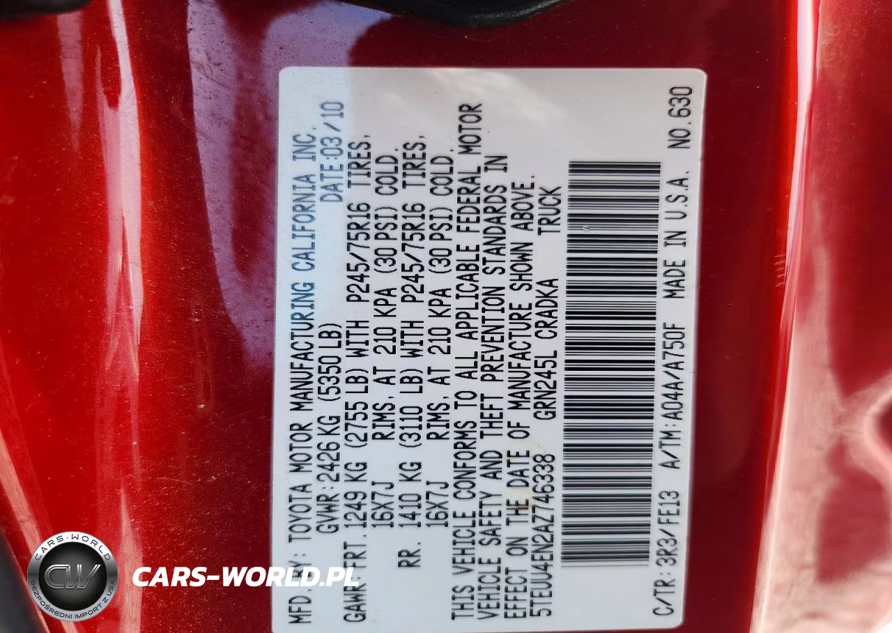 2010 Toyota Tacoma Access Cab VIN:5TEUU4EN2AZ746338 - 13