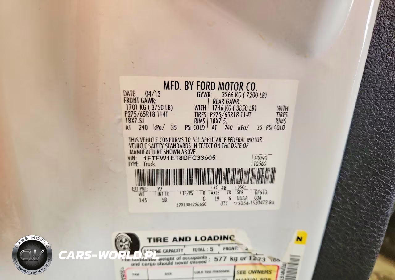 2013 Ford F150 Supercrew VIN:1FTFW1ET8DFC33905 - 12