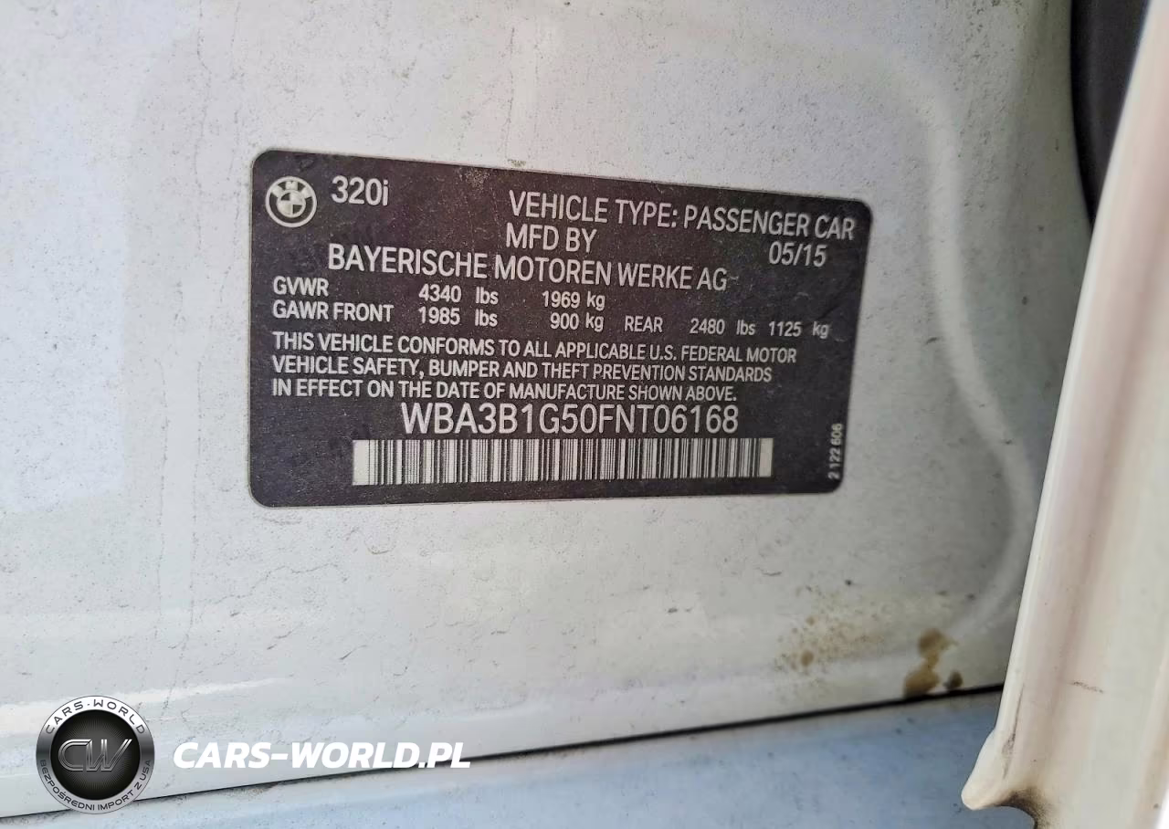 BMW 320I VIN:WBA3B1G50FNT06168 - 12