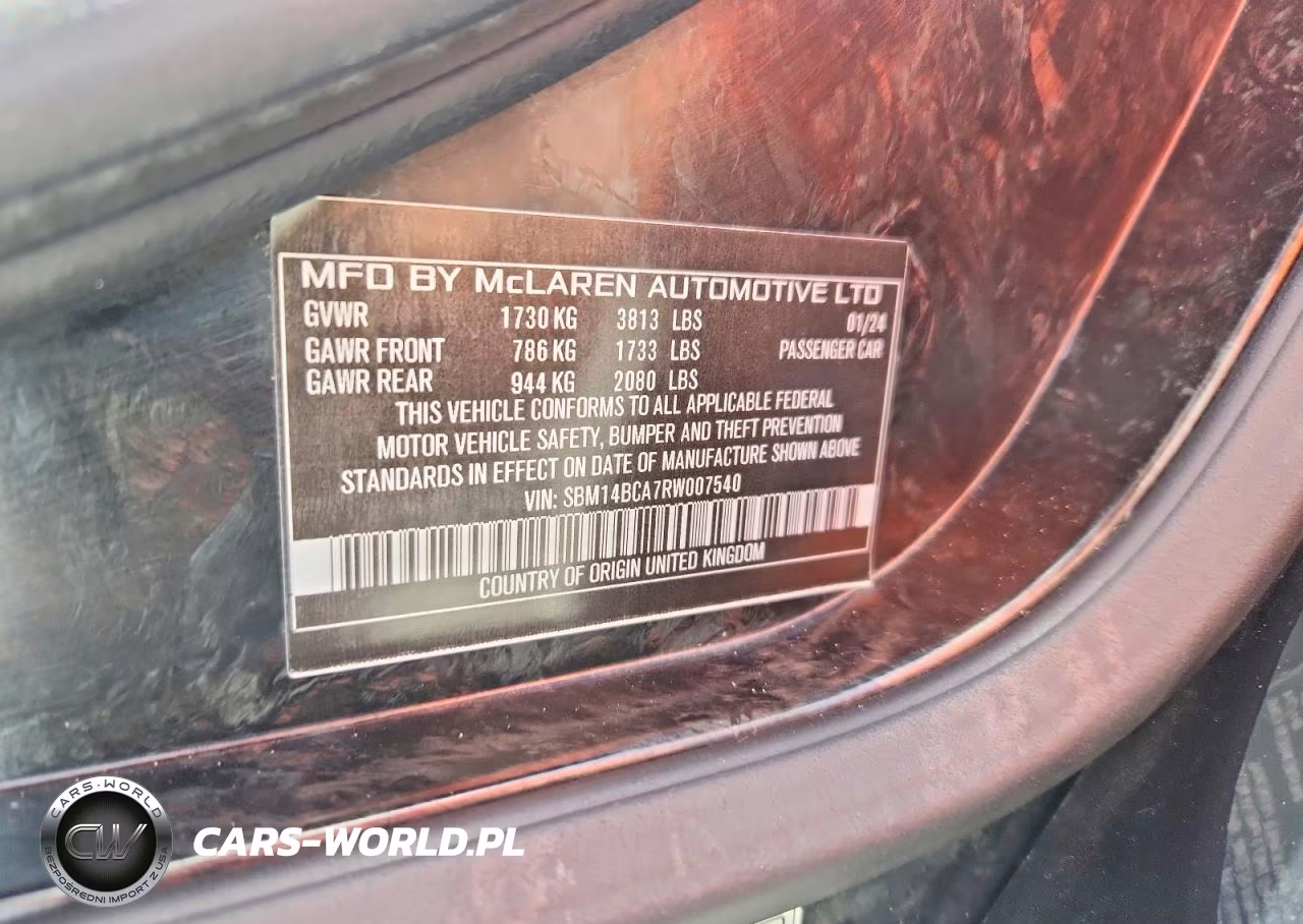 2024 Mclaren Automotive 750S VIN:SBM14BCA7RW007540 - 12