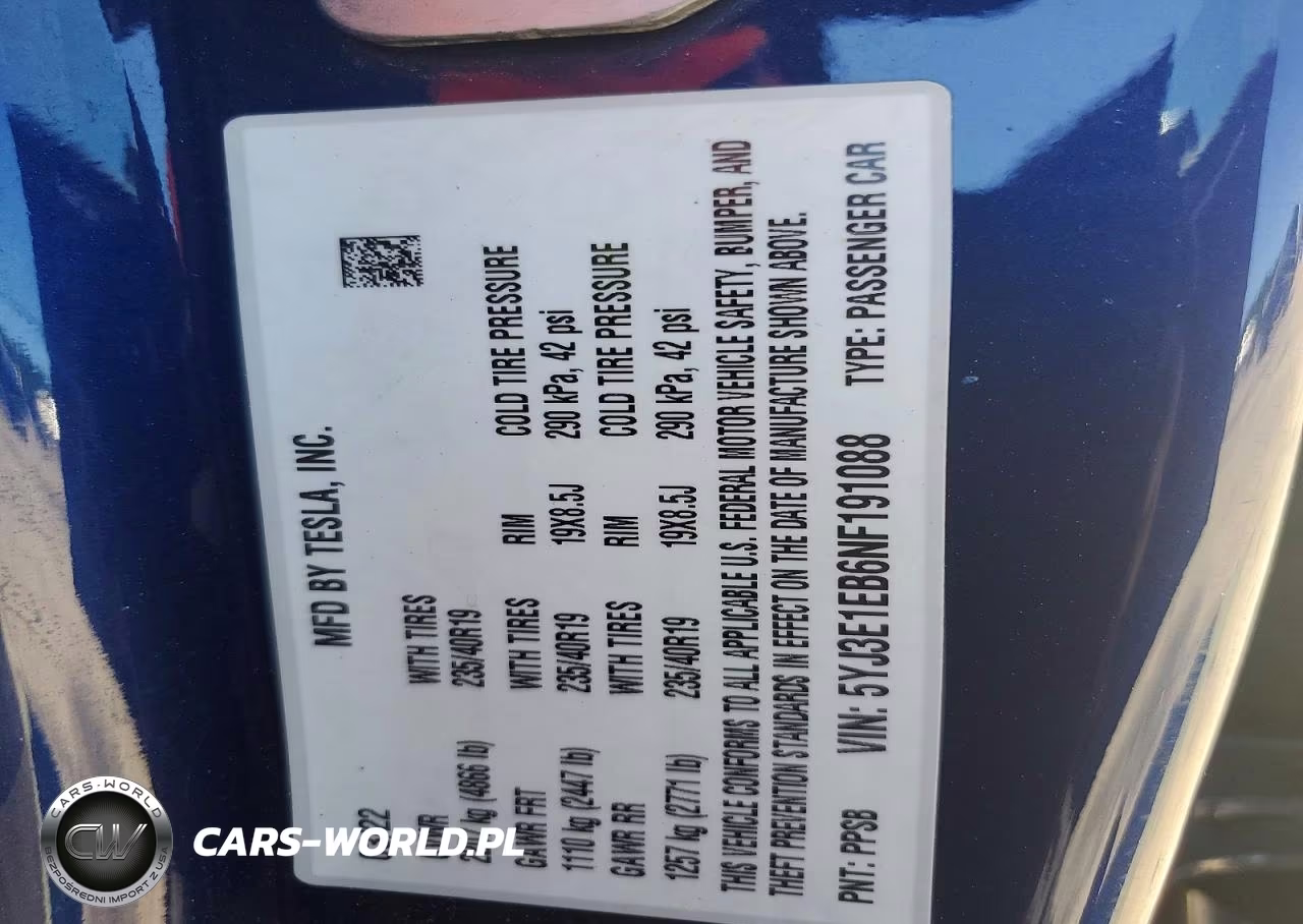 2022 Tesla Model 3 VIN:5YJ3E1EB6NF191088 - 12