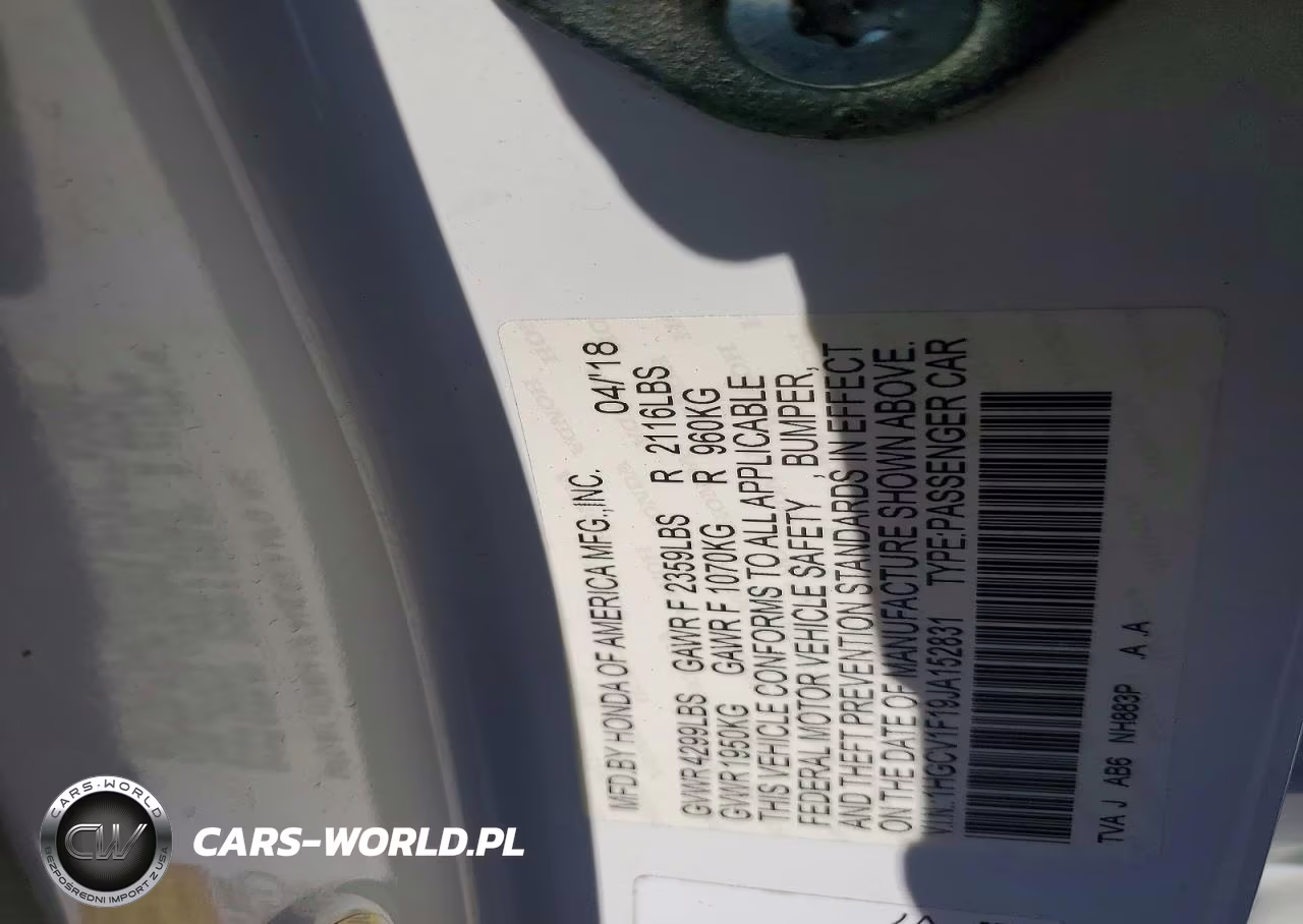 2018 Honda Accord Lx VIN:1HGCV1F19JA152831 - 12