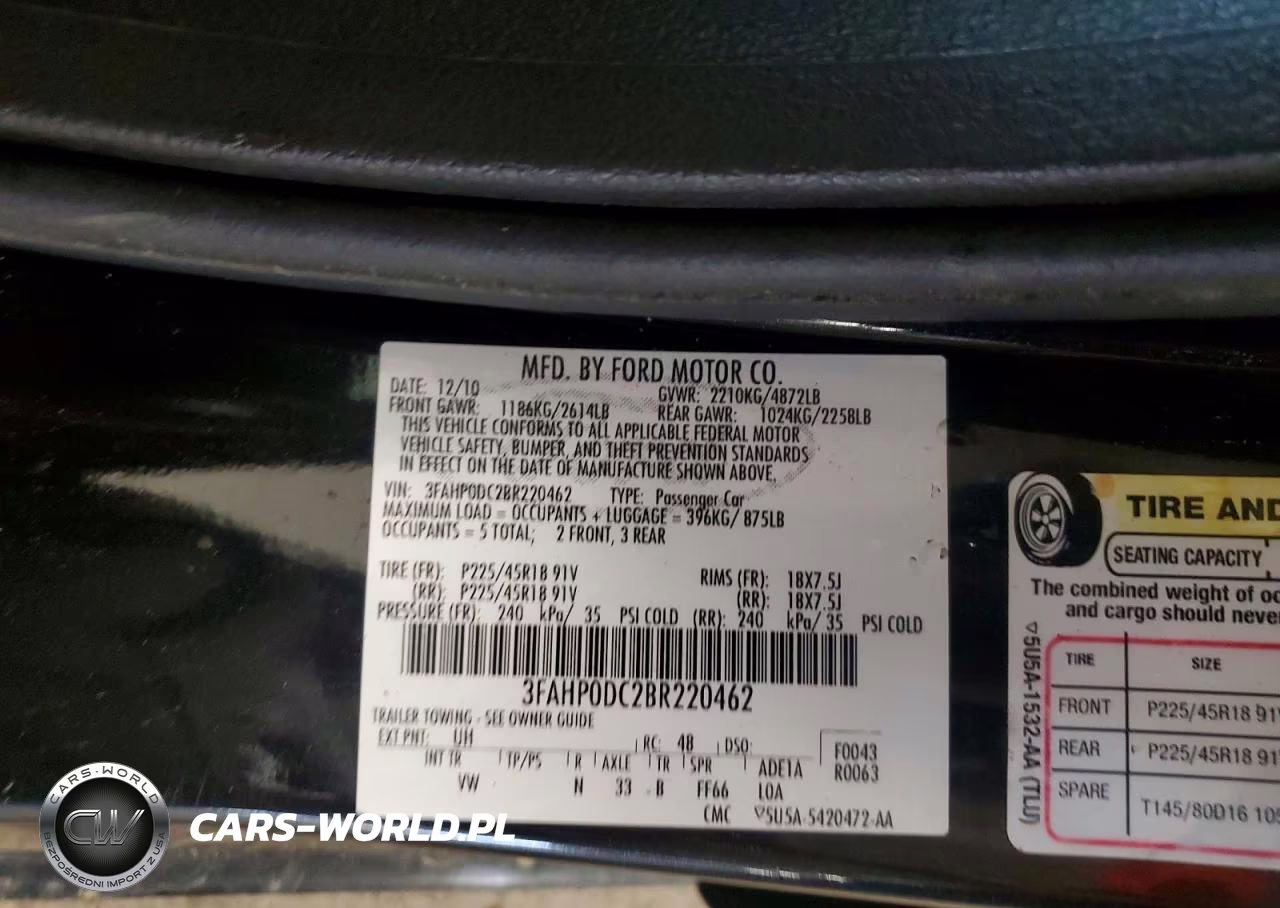 2011 Ford Fusion Sport VIN:3FAHP0DC2BR220462 - 12