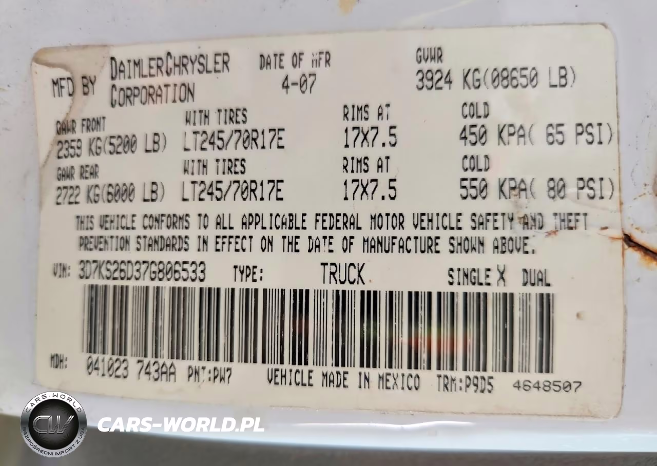 2007 Dodge Ram 2500 St VIN:3D7KS26D37G806533 - 12