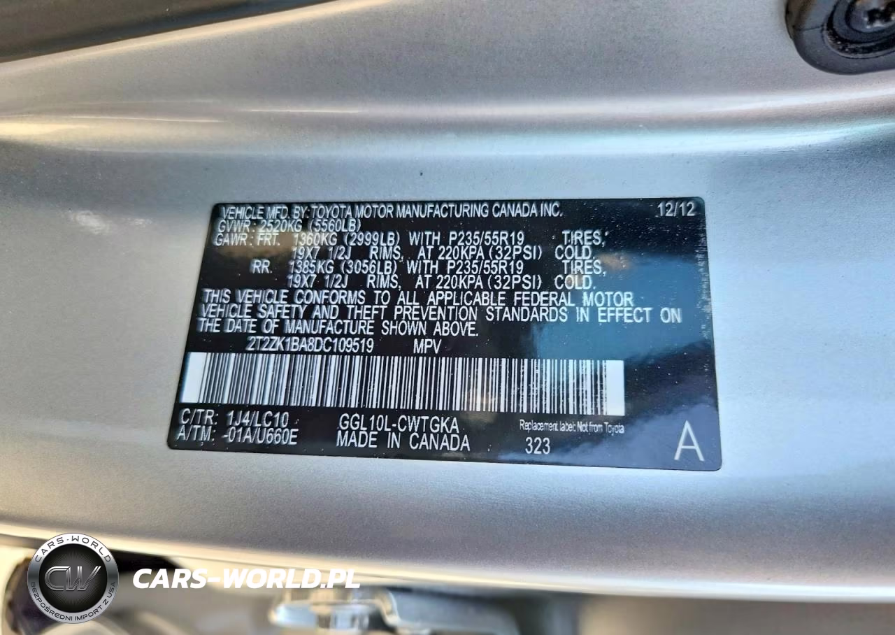 2013 Lexus Rx 350 Base VIN:2T2ZK1BA8DC109519 - 13
