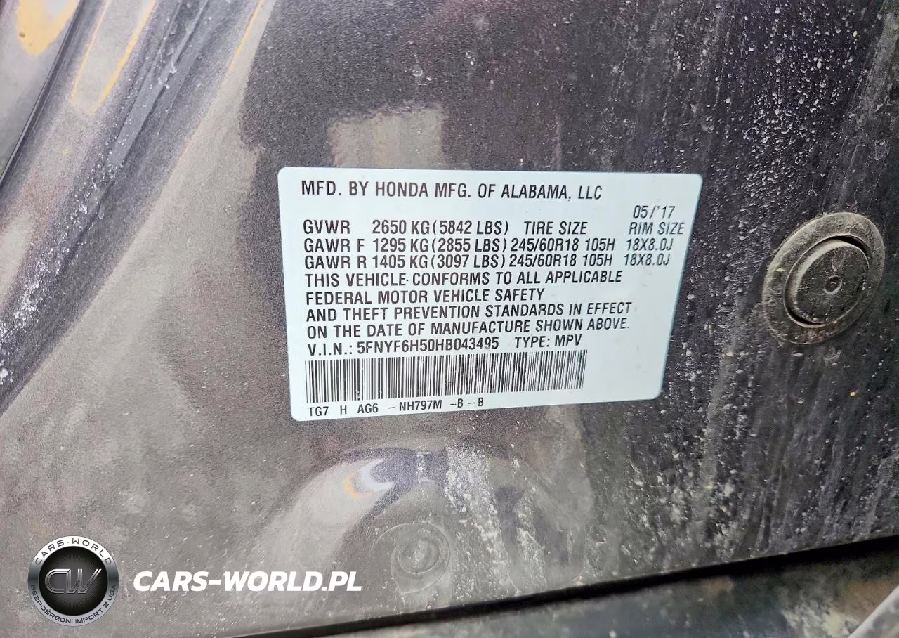 2017 Honda Pilot Exl VIN:5FNYF6H50HB043495 - 13