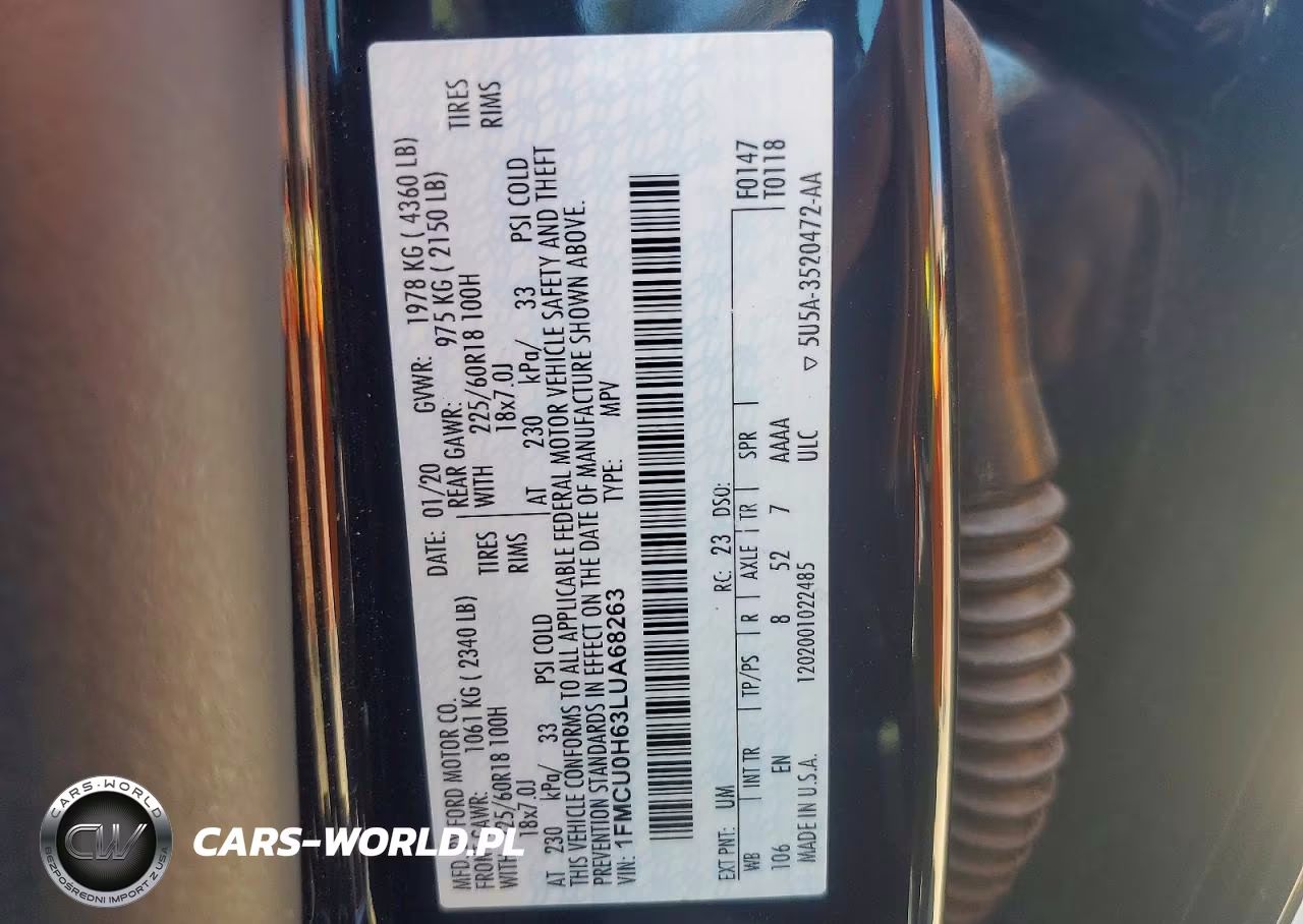 2020 Ford Escape Sel VIN:1FMCU0H63LUA68263 - 12