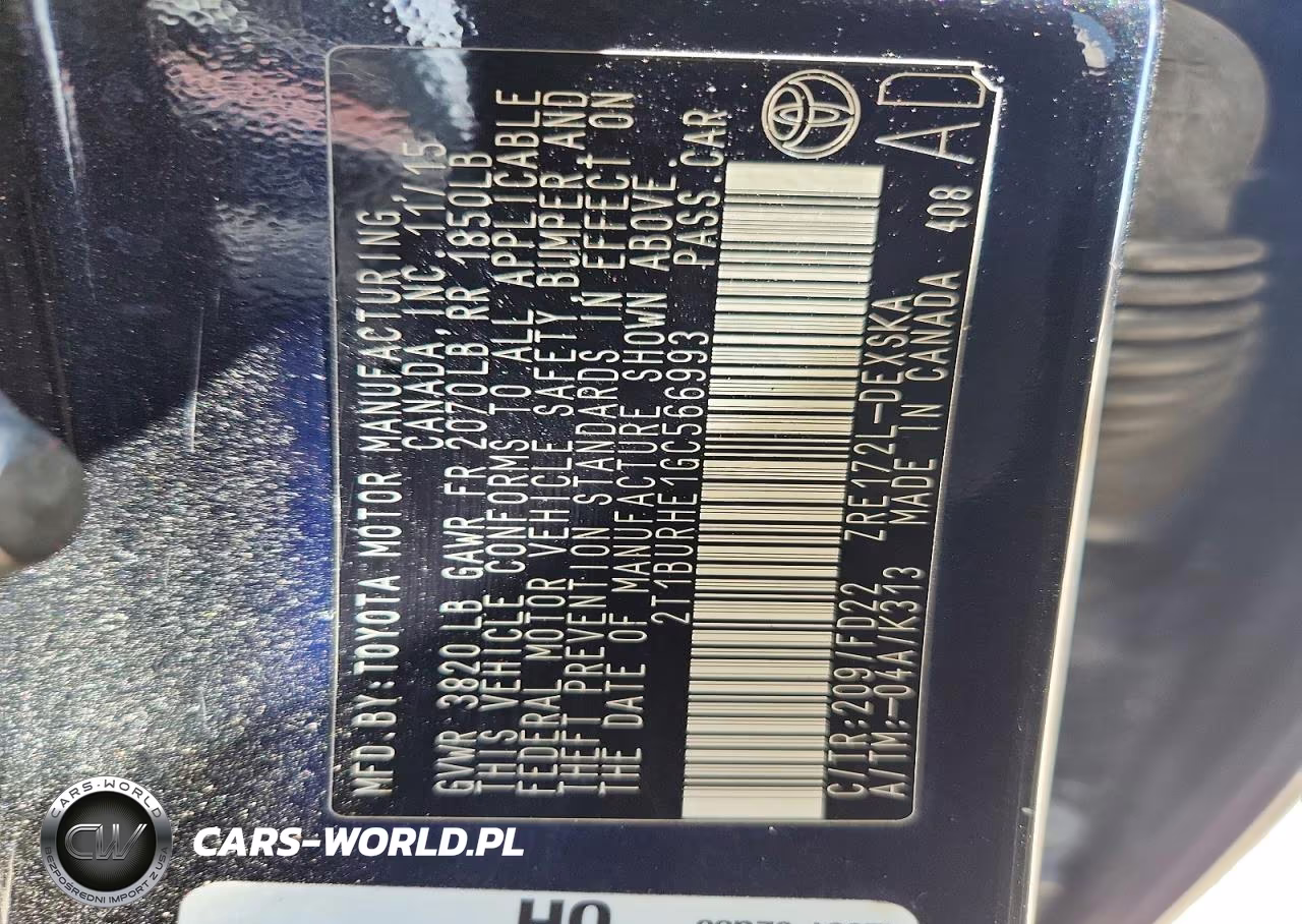 2016 Toyota Corolla S Plus VIN:2T1BURHE1GC566993 - 12