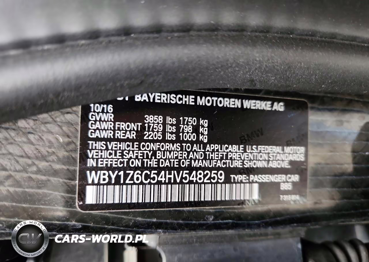 2017 BMW I3 Bev VIN:WBY1Z6C54HV548259 - 12