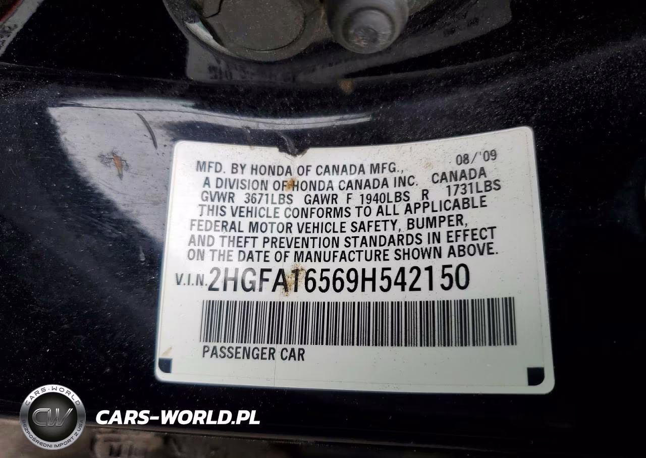2009 Honda Civic Lx VIN:2HGFA16569H542150 - 12