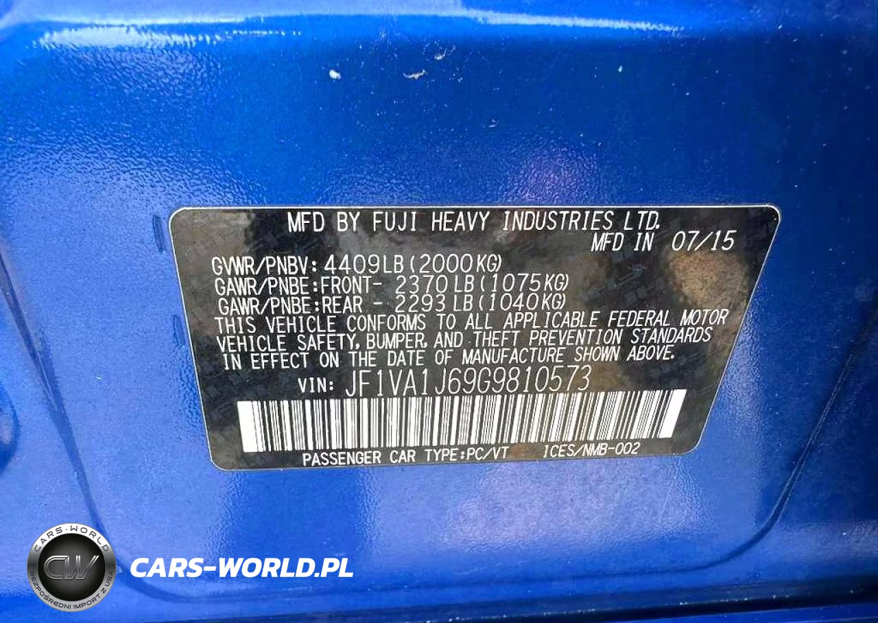 2016 Subaru Wrx Limited VIN:JF1VA1J69G9810573 - 10