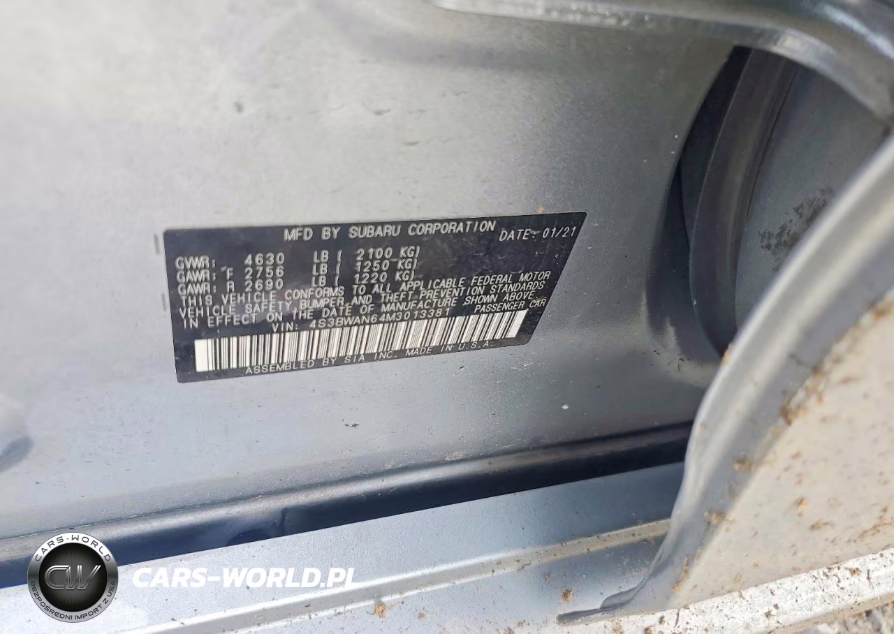 2021 Subaru Legacy Limited VIN:4S3BWAN64M3013381 - 12