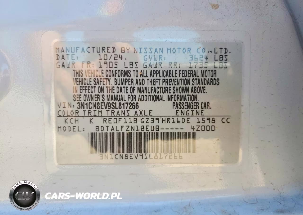 2025 Nissan Versa Sv VIN:3N1CN8EV9SL817266 - 13