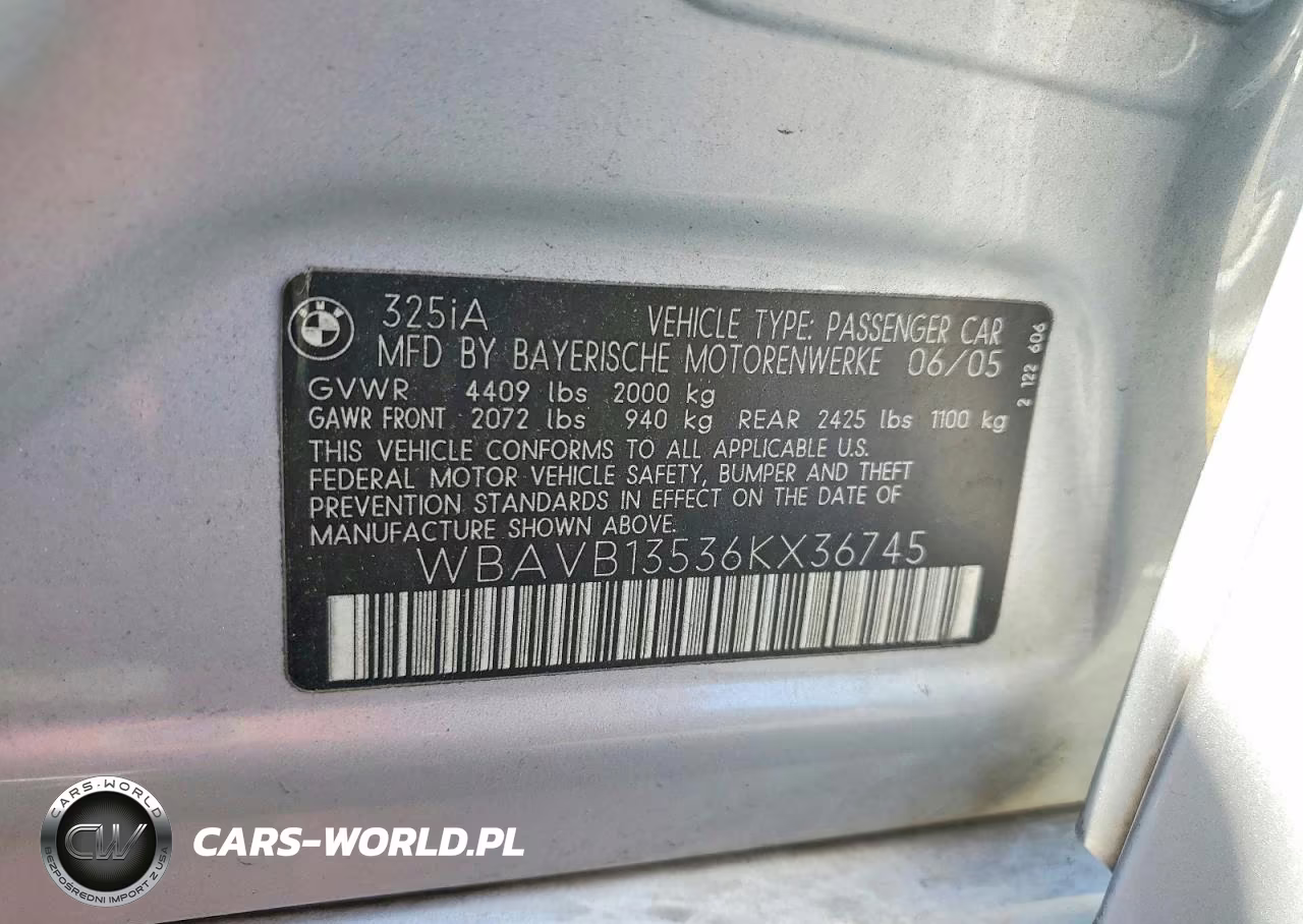 2006 BMW 325 I VIN:WBAVB13536KX36745 - 13