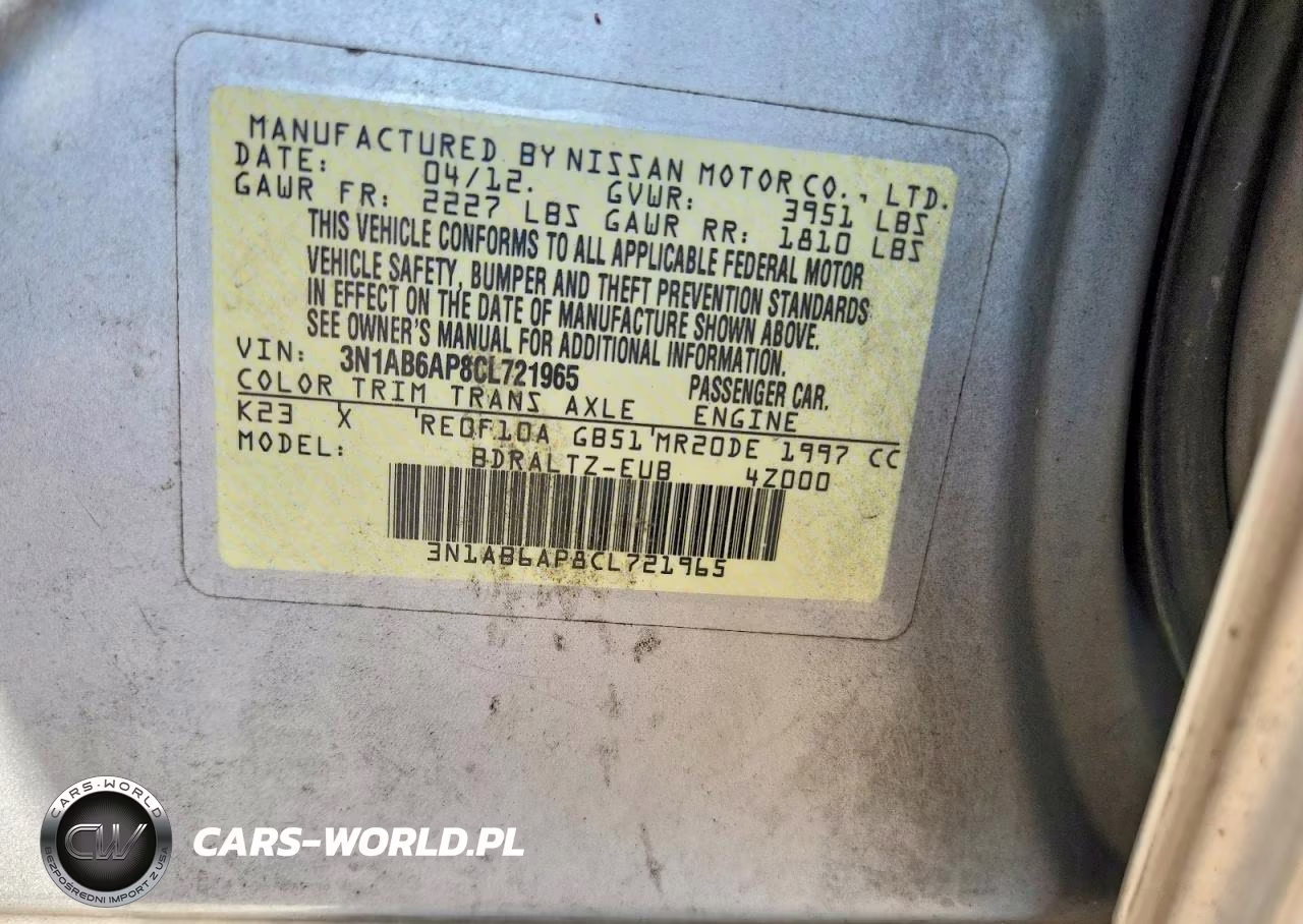 2012 Nissan Sentra VIN:3N1AB6AP8CL721965 - 12