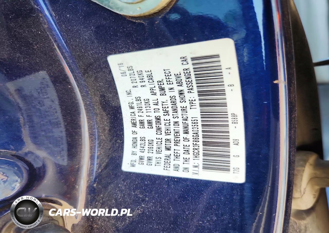 2016 Honda Accord Exl VIN:1HGCR3F86GA035651 - 12