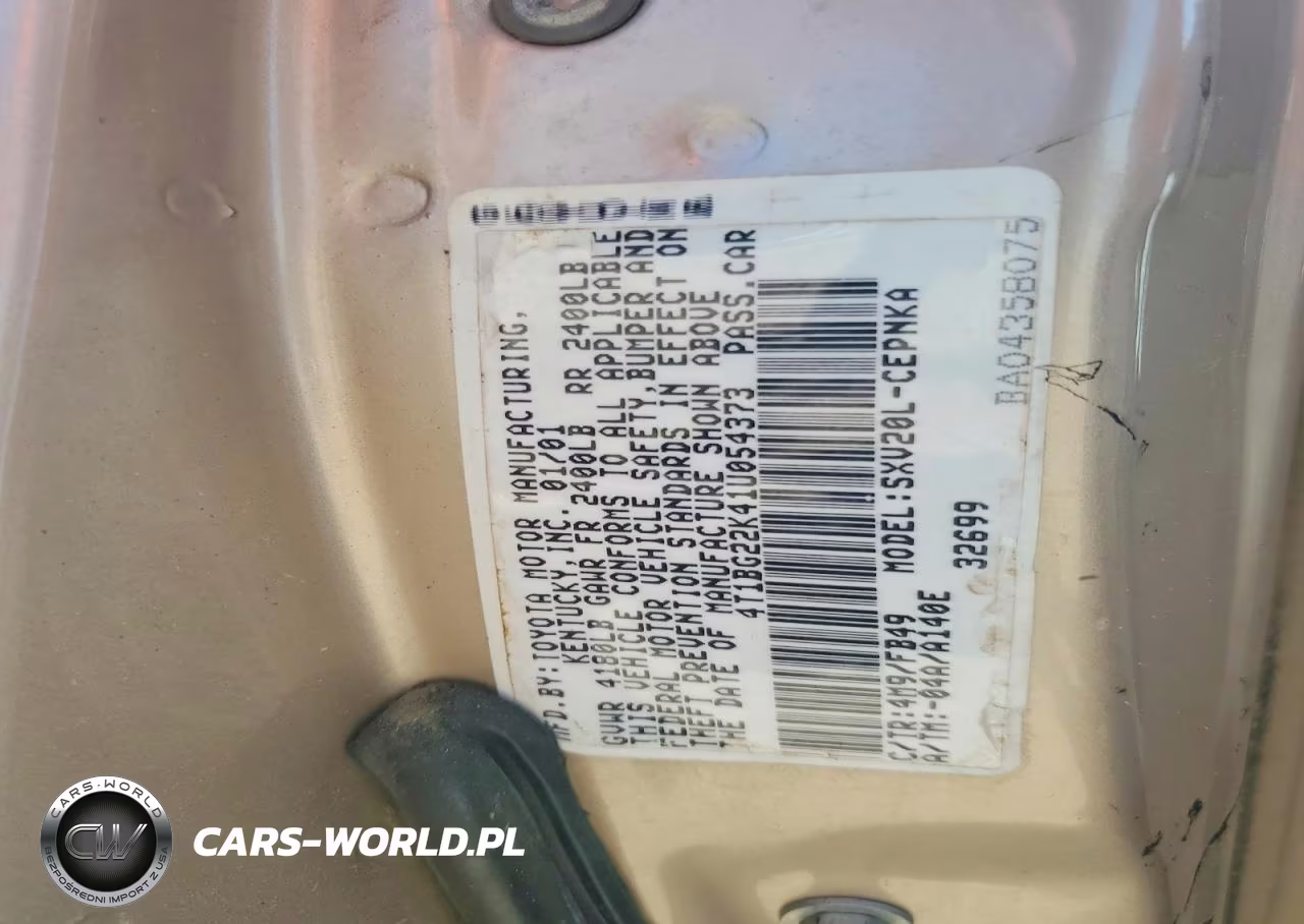 2001 Toyota Camry Le VIN:4T1BG22K41U054373 - 12