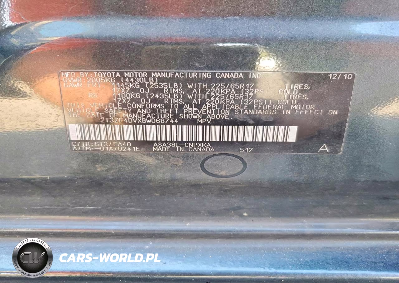 2011 Toyota Rav4 Base VIN:2T3ZF4DVXBW068744 - 13